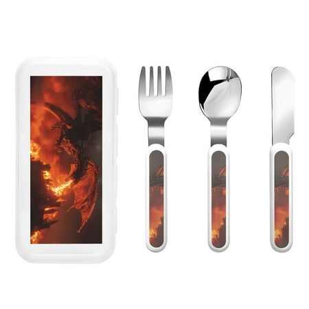 

Matuu Fiery Dragons Castle Attack for Stainless Steel Kids Cutlery and Toddler Flatware Kids Utensil Set includes Knives Forks Spoons Ideal for Home and Preschools