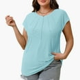 thumbnail image 6 of Womens Summer Tops Women Sexy Short Sleeve Sequins Loose Polluer Solid Round-Neck Blouse Shirt,Light Blue,XXL, 6 of 9