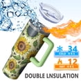 thumbnail image 2 of 40 oz Leak Proof Vacuum Insulated Sunflower Tumbler with Handle Flip Straw Lid Sunflower Tumblers with Lids Straws Stainless Steel Travel Mug Travel Accessories Must Have, 2 of 5