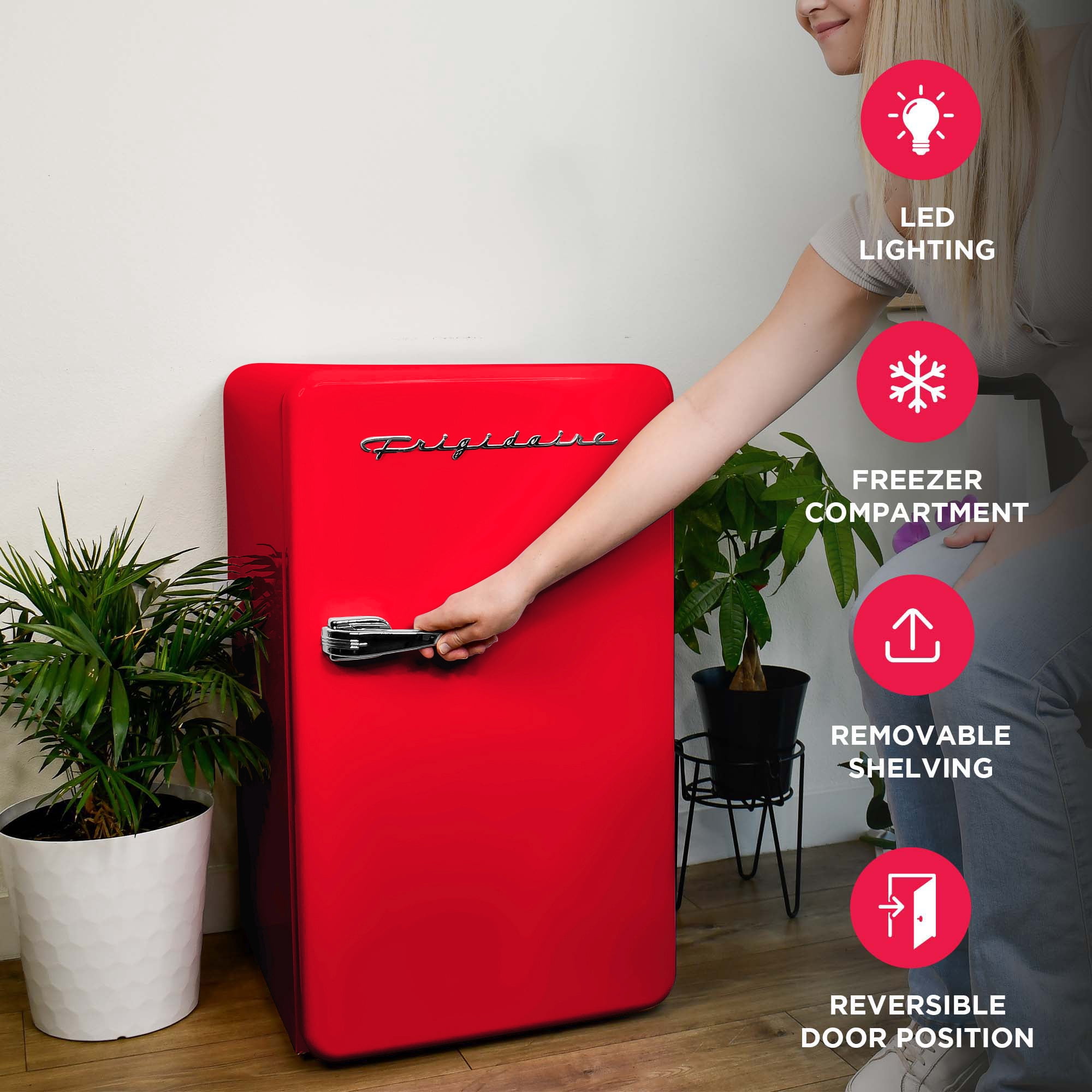 Frigidaire 3.2 Cu. ft. Retro Refrigerator, Mini Fridge with Freezer for Apartment, Dorm, Office, Bedroom, Red