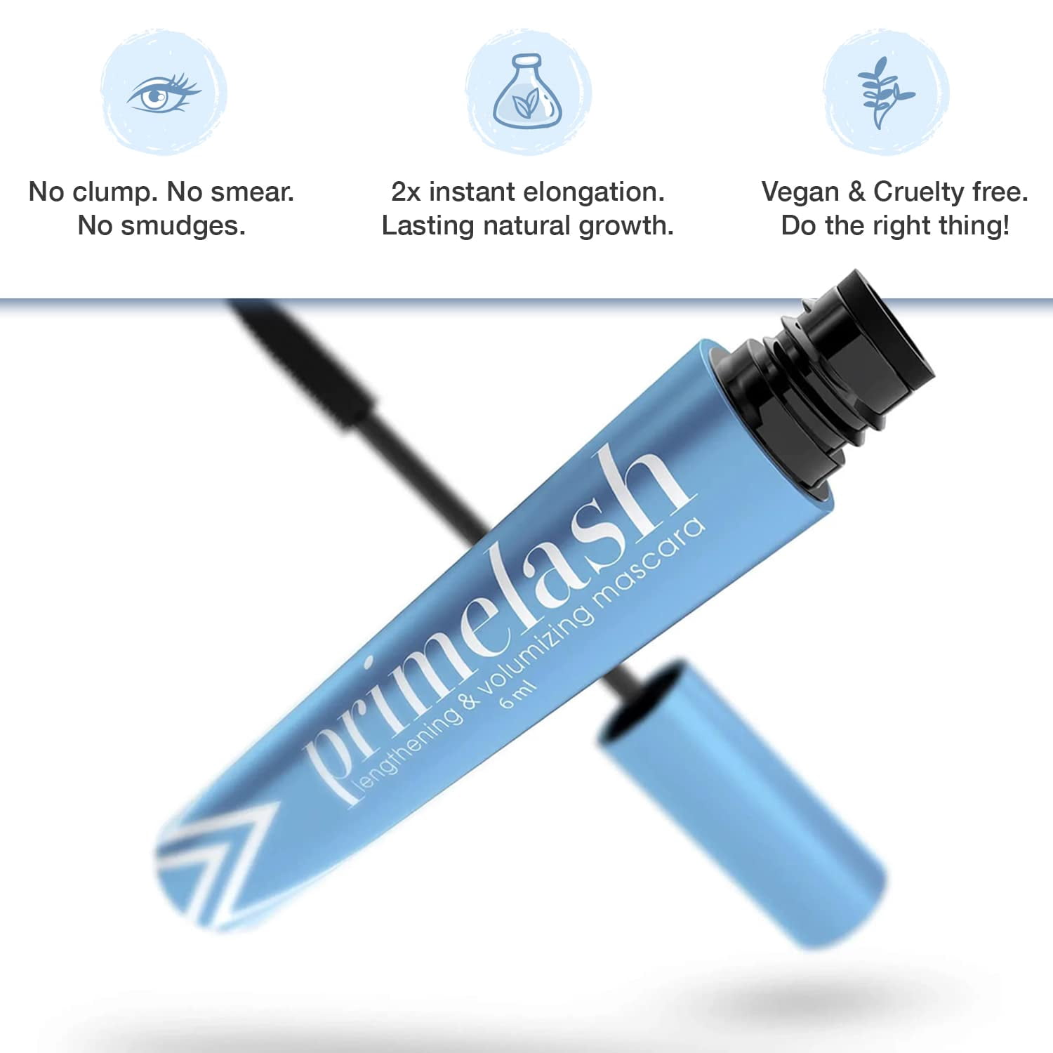 Prime Prometics PrimeLash Mascara for Older Women – Volumizing, Incredible Length in 2 Coats – Long-Stay, Zero Clumps, Hypoallergenic (Black)