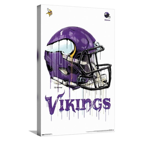 NFL Minnesota Vikings - Drip Helmet 20 Canvas Wall Poster, 14.725" x 22.375"