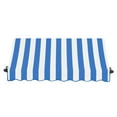 thumbnail image 3 of Awntech 6.38 Ft Charleston Sloped Fixed Awning with Scrolled Iron Arms (76.5in x 18in x 36in), Bright Blue/White Stripe, 3 of 3