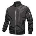 thumbnail image 4 of SWSMCLT Men's Bomber Jackets Casual Lightweight Sports Active Thin Coat Full Zip Fashion Flight Running Outwear Long Sleeve Black Small, 4 of 5