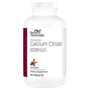 Bariatric Advantage Calcium Citrate Chewable 500mg with Vitamin D3 for Bariatric Surgery Patients Including Gastric Bypass and Sleeve Gastrectomy, Low Sugar - Cinnamon Flavor, 90 Count