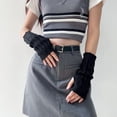 thumbnail image 6 of PIKADINGNIS Arm Warmers for Women Cute Y2k Girls Cotton Knitted Fingerless Kawaii Punk Japanese Anime Versatile Solid Short, 6 of 7