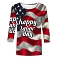 thumbnail image 5 of Xdegoge 4th of July Patriotic T Shirt for Women USA American Flag Three Quarter Sleeve Crewneck Stars And Stripes Happy Labor Day Graphic Print Breathable Summer Tops, 5 of 6