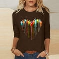 thumbnail image 2 of PEZHADA Blouses pour Femmes Manches 3/4 Mode Féminine Manches Trois-Quarts Col Rond Rétro Imprimé Hauts Amples Blouse Manches Trois-Quarts, 2 of 9