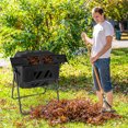 thumbnail image 3 of Costway 42-Gal Compost Bin Dual Chamber Composting Tumbler with 2 Sliding Doors Metal Frame Black, 3 of 10