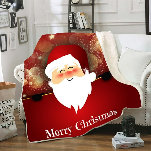 Christmas Wearable Blanket Fleece Hooded Robe Cloak Throw Quilt Poncho