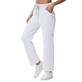 thumbnail image 5 of ManxiVoo Women's Casual Yoga Pants with Side Button Pockets Drawstring Elastic Waist Comfortable Workout Trousers M Size White, 5 of 8