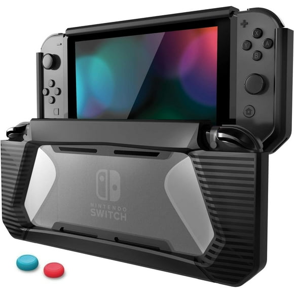 Funda para Nintendo Switch con cubierta rígida de goma resistente TPU + 2 tapas para los pulgares + 1 protector de pantalla de cristal H9