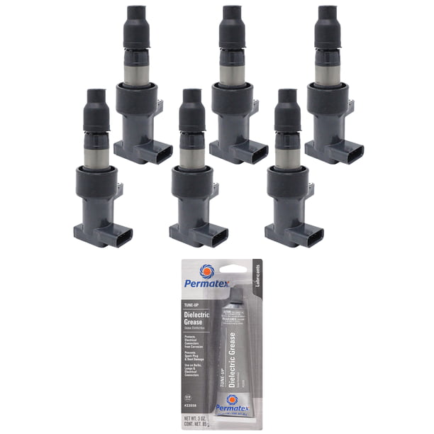 Set of 6 Ignition Coils and Permatex 22058 Dielectric TuneUp Grease