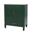thumbnail image 3 of GDF Studio Modern 30" Bathroom Vanity with Ceramic Sink, Soft-Close Doors, Adjustable Shelf, Dark Green, 3 of 15