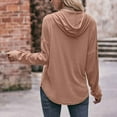 thumbnail image 4 of Aloohaidyvio Tops for Women Womens Fashion Solid V-Neck Button Long Sleeved Hoodie Top, 4 of 5