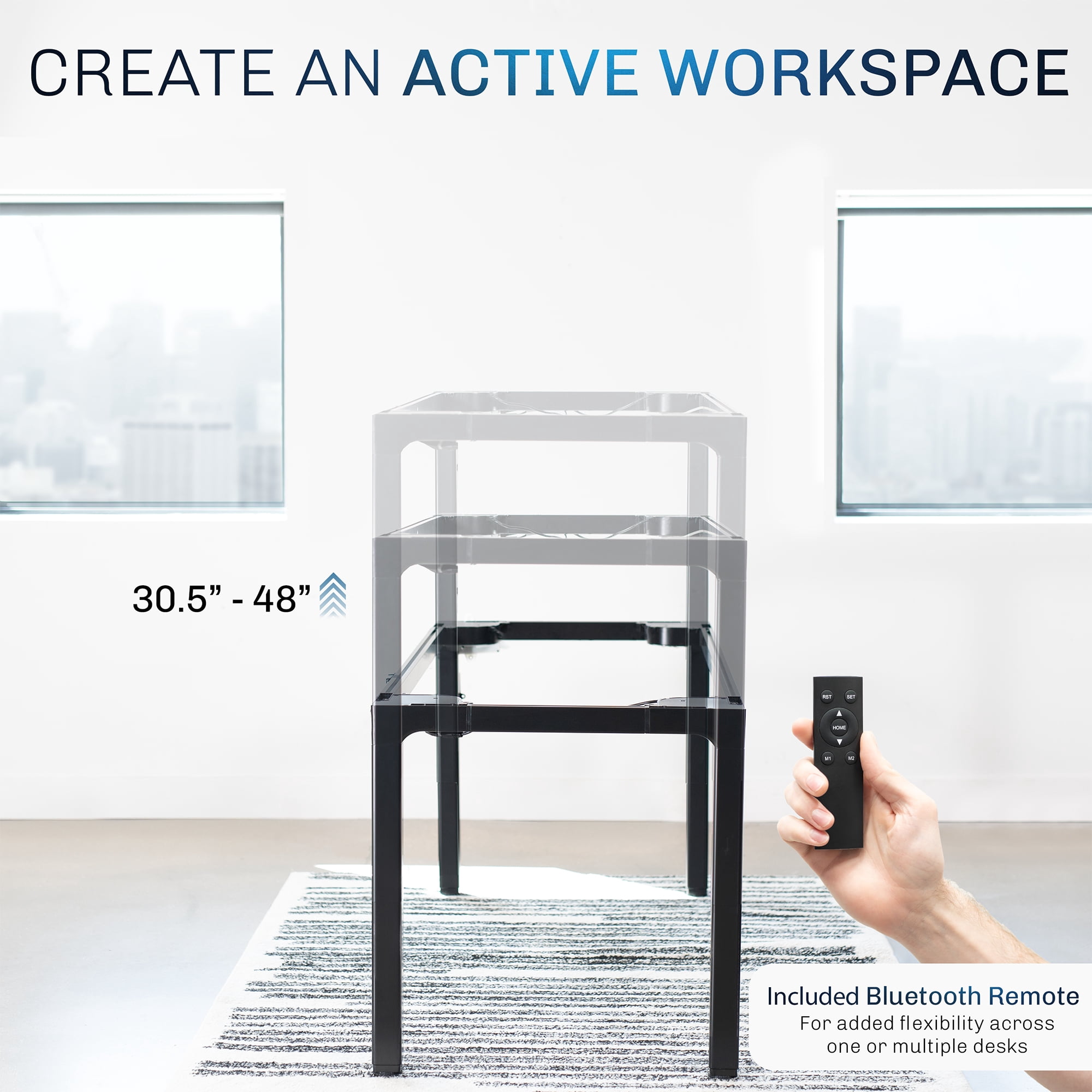 VIVO Black Electric Quad-Motor Height Adjustable 4-Leg Standing Desk Frame