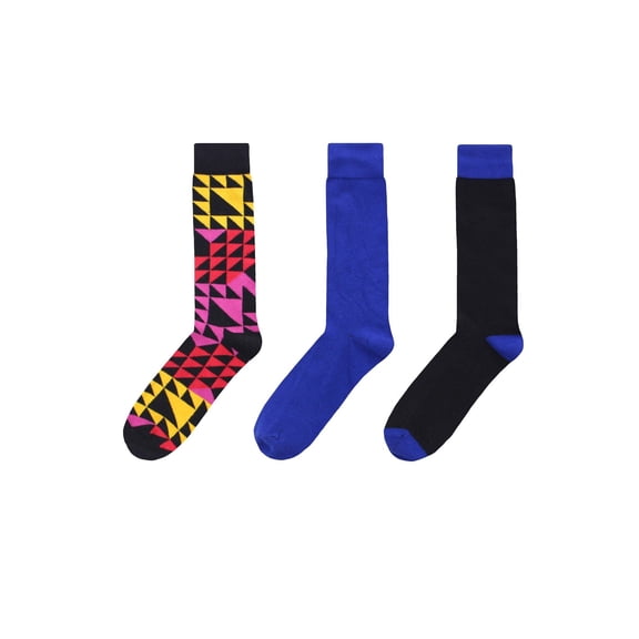 MeMoi Asymetrical Crew 3 Pair Pack 10-13 / Black/Royal Blue