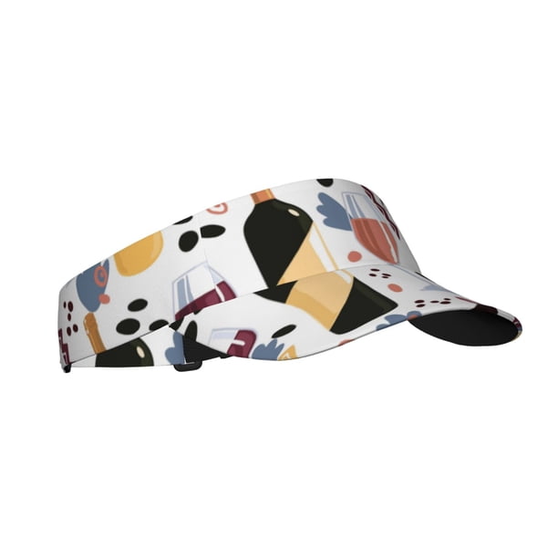 Fotbe Wine Bottles Glasses Visera Deportiva con Diseño, Gorra Abierta Ajustable de Algodón para Mujer y Hombre