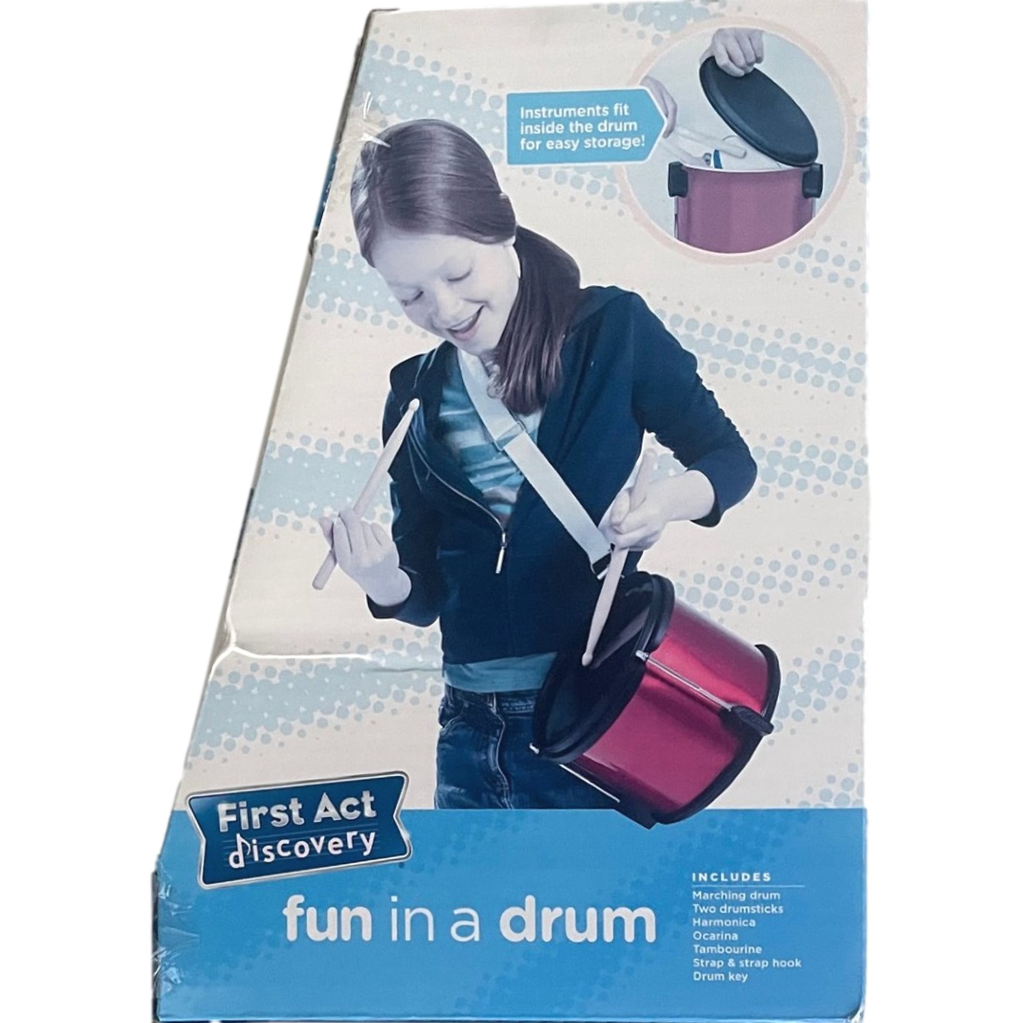 First Act Blue Circle Fun In Drum Musical Instrument Set, Harmonica & Tambourine