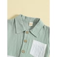 thumbnail image 4 of Bagilaanoe Baby Boy Cotton Linen Shorts Set Solid Color Short Sleeve Button Down T-shirt Tops and Shorts Summer Outfit Clothes, 4 of 9