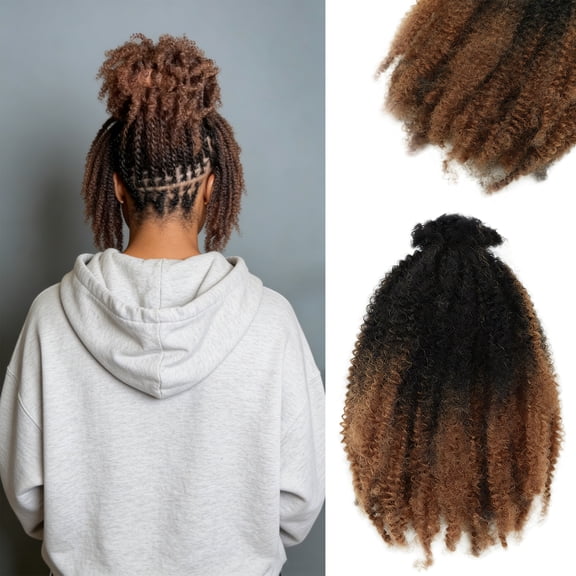 LAPTOM MAX Afro Kinky Bulk Human Hair OT1B/30 for Braiding Crochet Extensions 12 Inches
