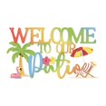 thumbnail image 2 of Letrero bienvenida decorativo metal para pared, regalo único para colgar, decoración para exteriores, bienvenido a nuestro patio para baño,, 2 of 8