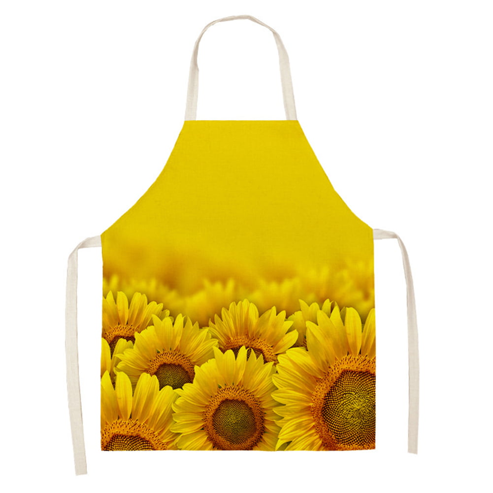 Sunflower Kitchen Apron Size Medium Retro Adjustable Apron with Golden Sunflowers