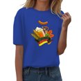 thumbnail image 2 of Unisex Casual Short Sleeve T-Shirts,Round Neck Loose Fit Summer Basic Tee Tops,Lightweight Soft Breathable Crewneck Pullover Shirts for Daily Wear,Workout,Travel,Vacation Dark Blue L, 2 of 4