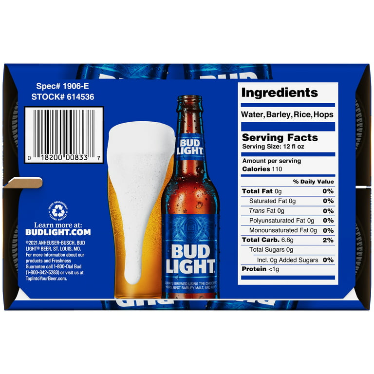 Bud Light 6 Pack Lager Beer, 12 fl oz Bottles, Domestic Beer - Walmart.com