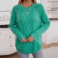 thumbnail image 6 of Fesfesfes Women's Pullover Fall Winter Sweater Leisure Long Sleeve Round Mock Neck Solid Color Tops Solid Color Warmkeeping Comfy Sweater(Green#2,XL), 6 of 8