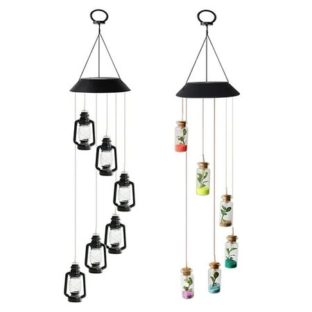 

Aousin LED Solar Wind Chime Lamp Color Changing Wishing Bottle Hanging Light (A)