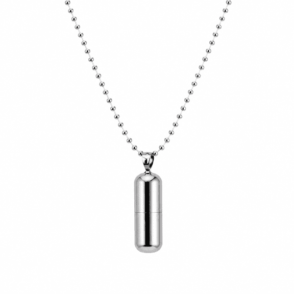 AURENIX Pill Case Necklace Titanium Steel Pendant Choker