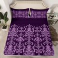 thumbnail image 2 of Manfei Damask Floral Pattern Bed Sheets,Vintage Baroque King Sheets,Purple Victorian Flower Sheet Set For Adults,Breathable Home Decor,4-Piece, 2 of 7