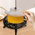thumbnail image 3 of Rustic Cast Iron Teapot Warmer Tea Pot Stable Graceful Hollow Out for Balcony Patio Round, 3 of 9