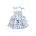 thumbnail image 2 of Aojekbee Toddler Girls Summer Dress Casual Bandage Straps Daisy Print Sleeveless A-Line Dress for Beach Party Cute Clothes, 2 of 10