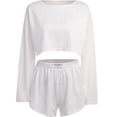 thumbnail image 4 of Traje de primavera y verano 2025 para mujer, moda, estilo sencillo, ajustado, holgado, jersey, top y pantalones cortos., 4 of 4