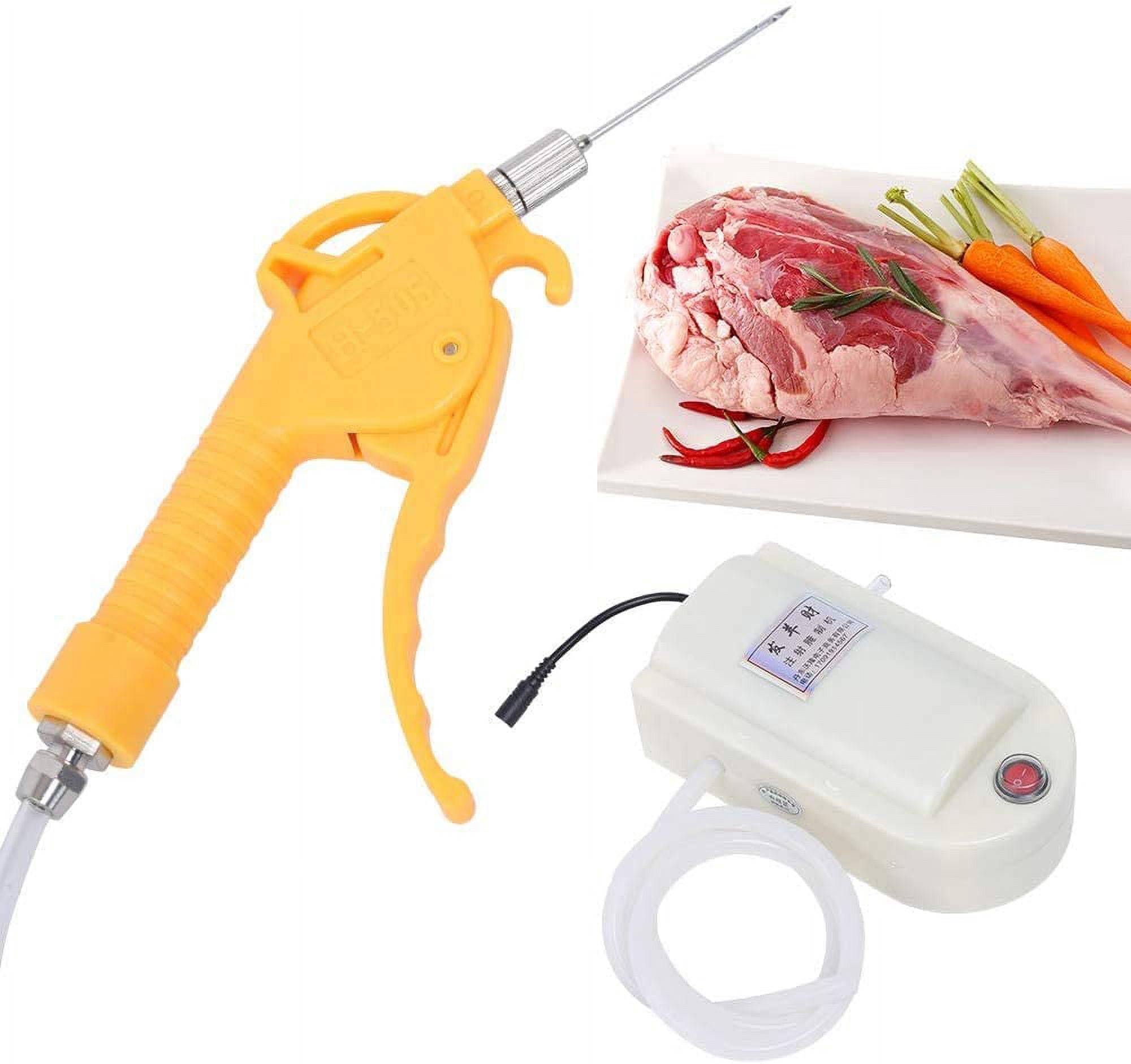Fetcoi, Electric Meat Saline Syringe Pump Meat Injector Pump Meat Marinated Processor(Double Gun)