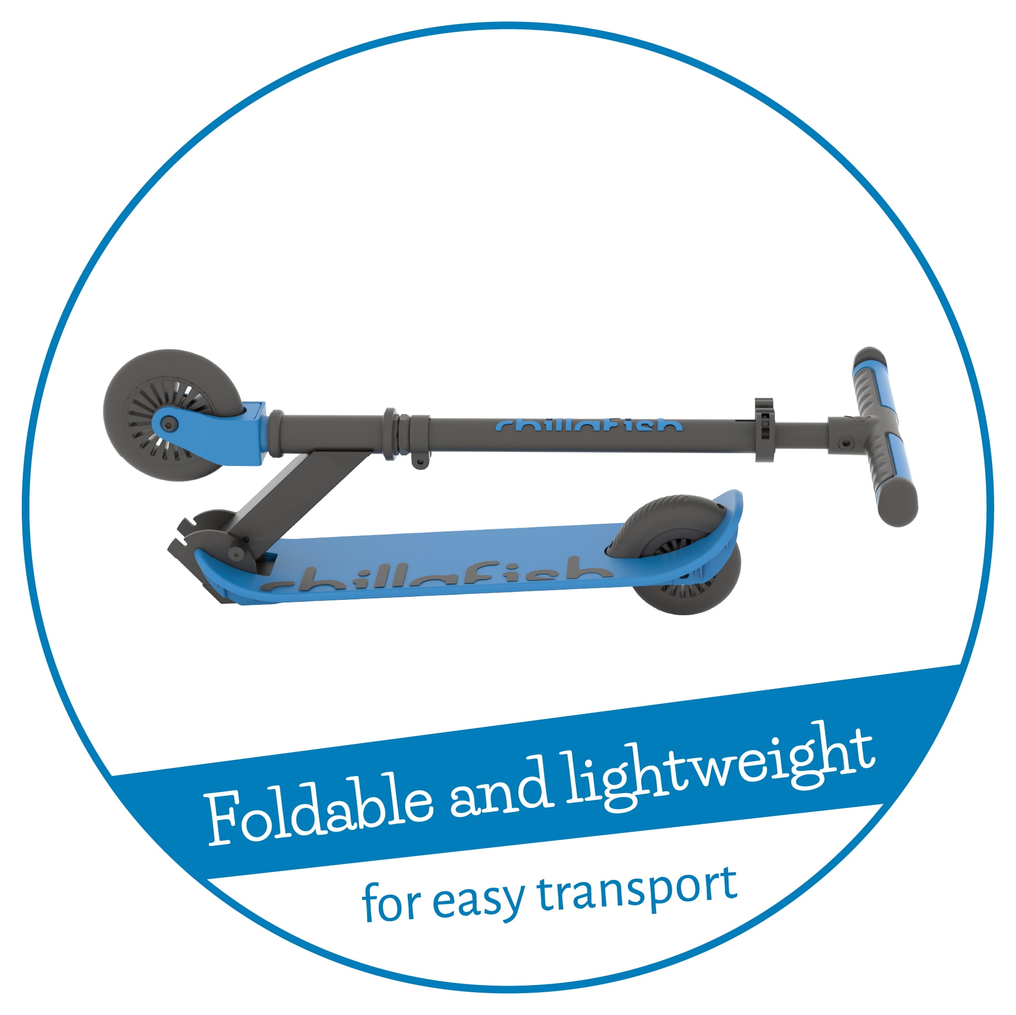 Chillafish Flexxi Mini GLOW Foldable Scooter for Kids Ages 5+, Light-Up Wheels, Integrated Brake, Adjustable & Portable, Navy