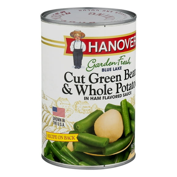Hanover Foods Blue Lake Cut Green Beans and Potatoes in Ham Flavored Sauce, 39 oz Can – Family Size, Ready to Heat