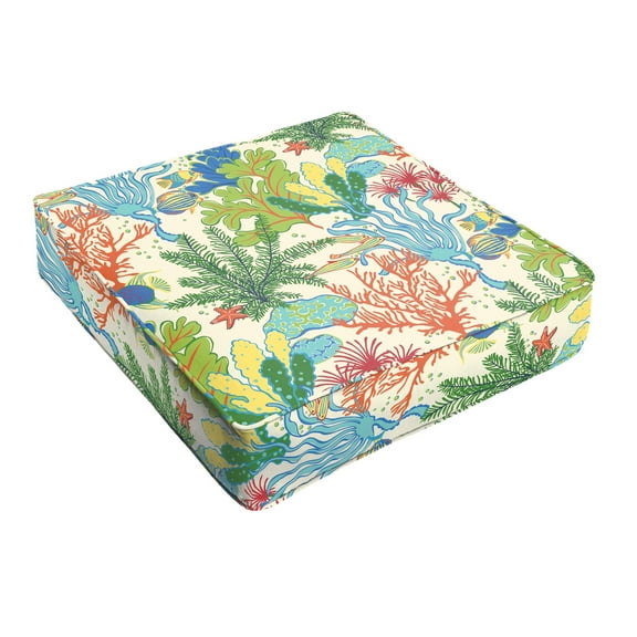 Sorra Home Blue Green Seascape Indoor/Outdoor Deep Seating Cushion, Corded