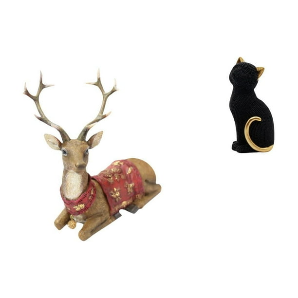 Figuras de reno, alce, ciervo, estatua de gato, figura de resina para escritorio, figura decorativa creativa, material resistente, adecuada para ofici