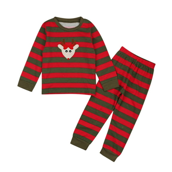 Otqutp Toddler Clothes Set for Birthday Toddler Kids Baby Boys Girls PJ's Pajamas Christmas Sleepwear Striped Deer T-shirt Pants Outfits Clothes Pajama Set(Green,3-4 Years)
