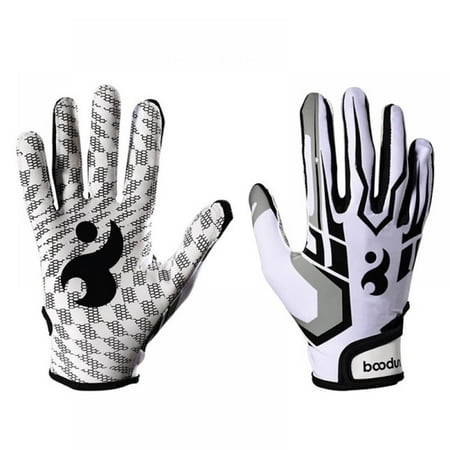 Image of Men s Football Gloves - Sticky Grip Skin Tight Adult Football Gloves - Enhanced Performance Football Gloves