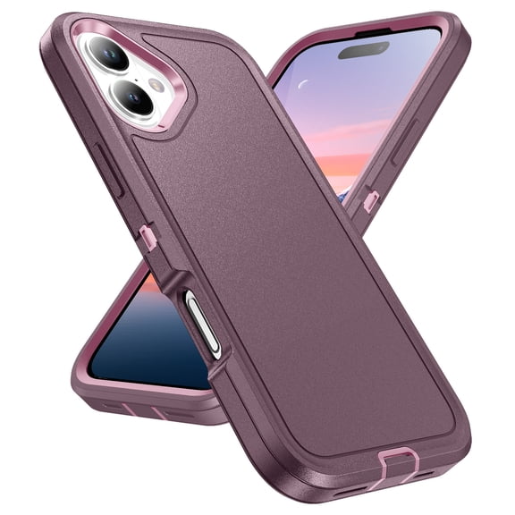 Corliven for iPhone 17 Case, Shock-Absorbing PC TPU Back Cover with Raised Edges and Non-Slip Grip, Purple Pink