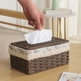 thumbnail image 4 of Hand Woven Rattan Tissue Box Cover | Natural Straw Weaving Paper Towel Holder | Brown Decorative Storage Box for Living Room Bathroom Bedroom | 7.48x5.12x3.94 inches, 4 of 6