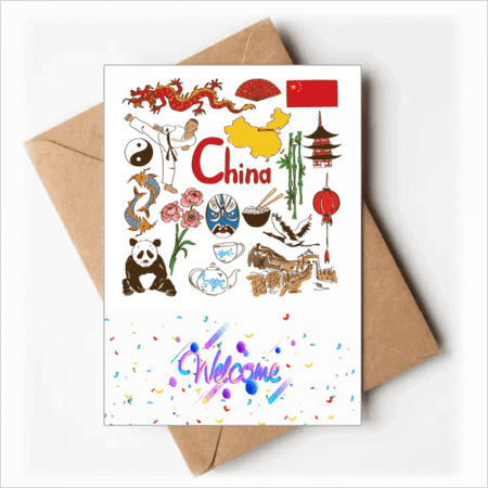 China Panda Landscap National Flag Welcome Back Greeting Cards Envelopes Blank