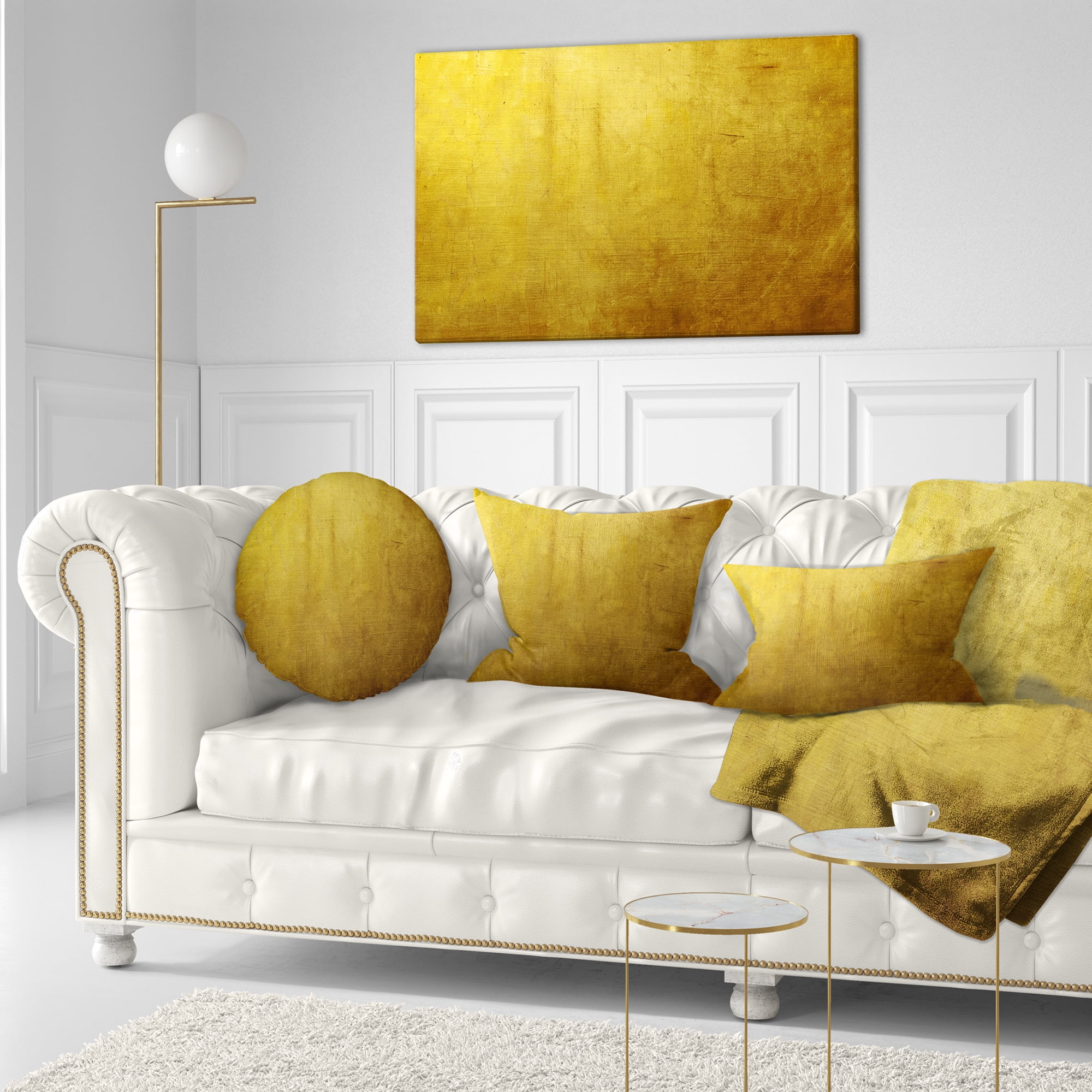 Designart Gold Texture - Abstract Throw Pillow - 12x20