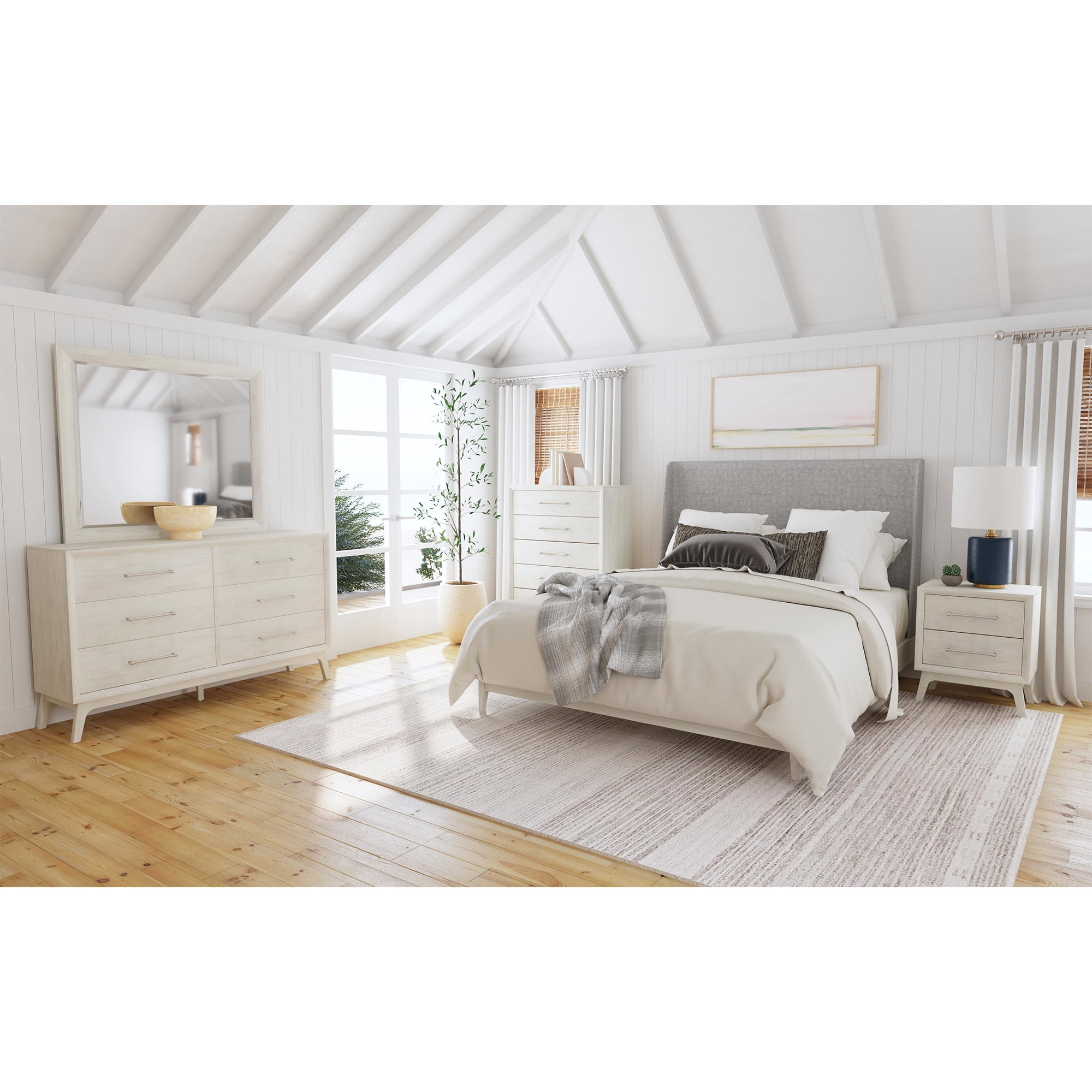 Picket House Furnishings Clare Full UPH Bed with Grey Fabric in Almond