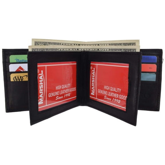 Men's Genuine Leather Multi Pocket 3 ID Windows Wallet 1852 CF