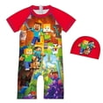 thumbnail image 1 of Minecraft Maillot de Bain une Pièce Imprimé pour Garçons, Combinaison de Surf, Bonnet de Bain, 1 of 2